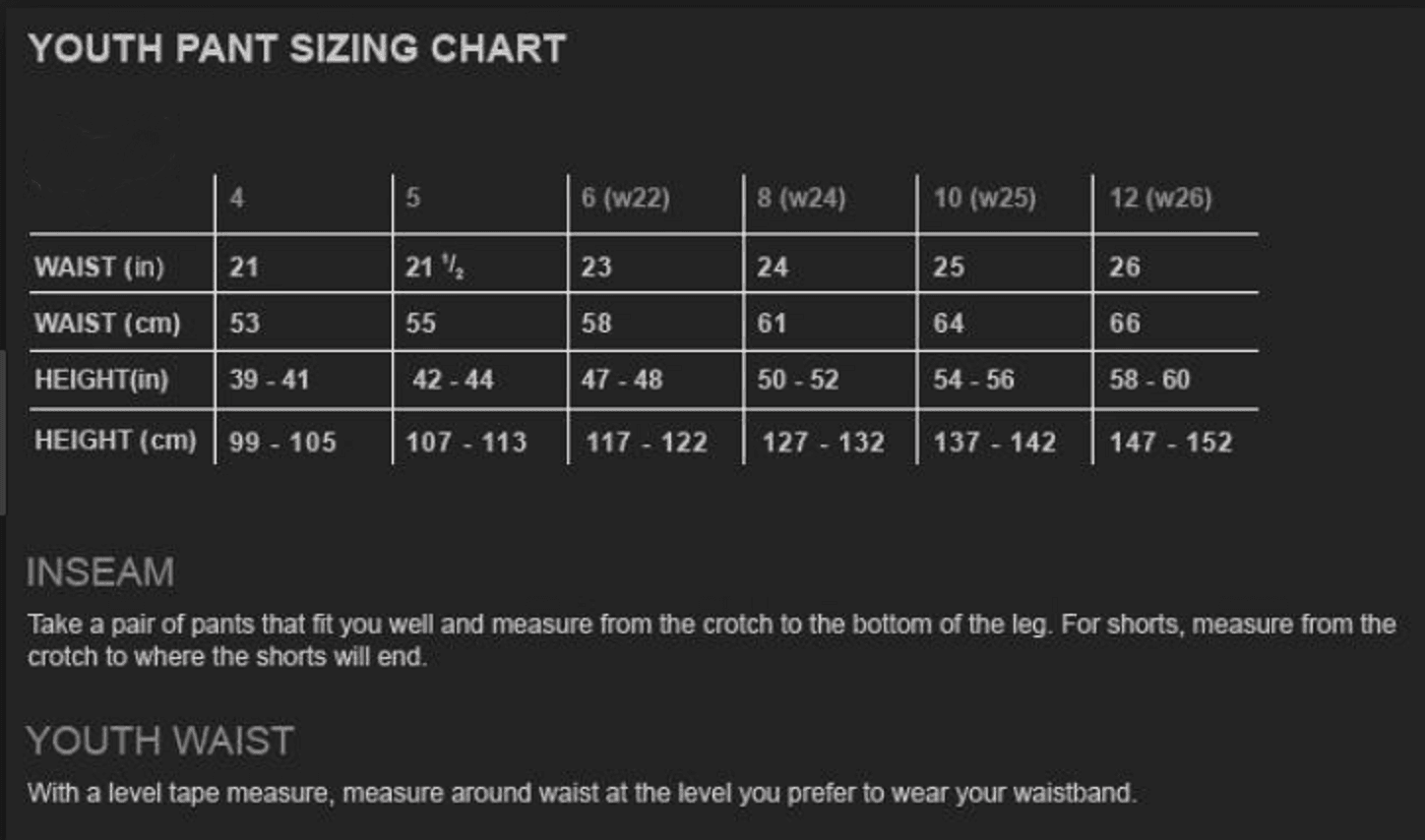 Shift Size Chart