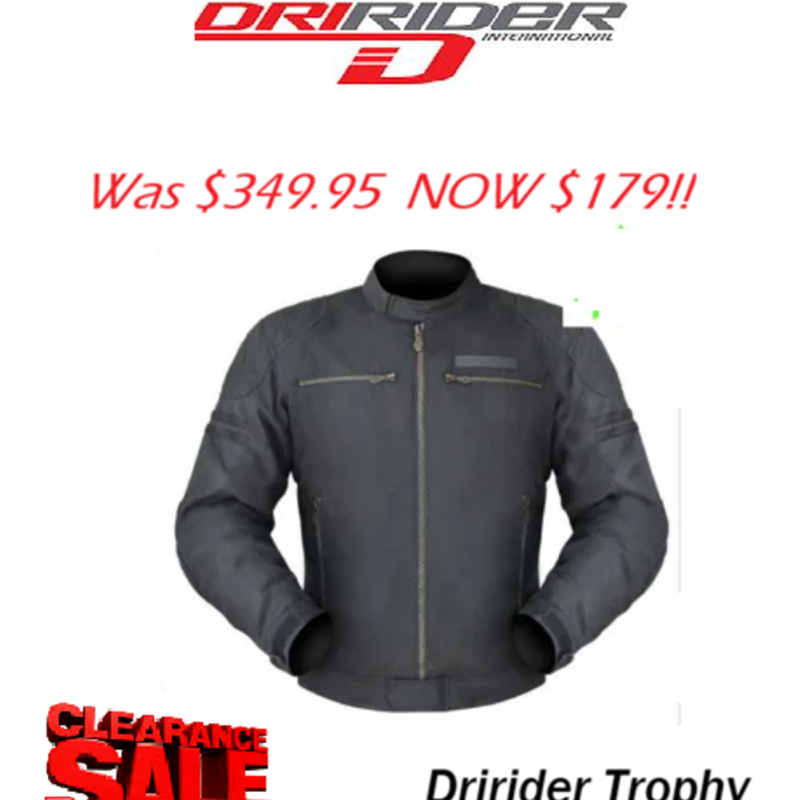 CLEARANCE! Dririder Trophy Motorcycle Retro Casual Motorcycle Road Jacket 2XL (black)