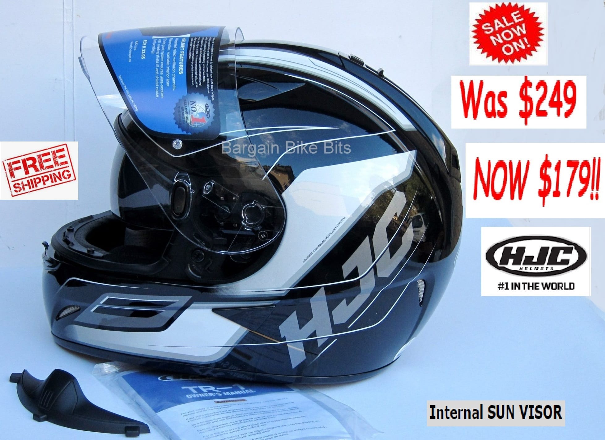 Hjc Tr 1 Skyride Motorcycle Helmet With Sunvisor Black Bargain