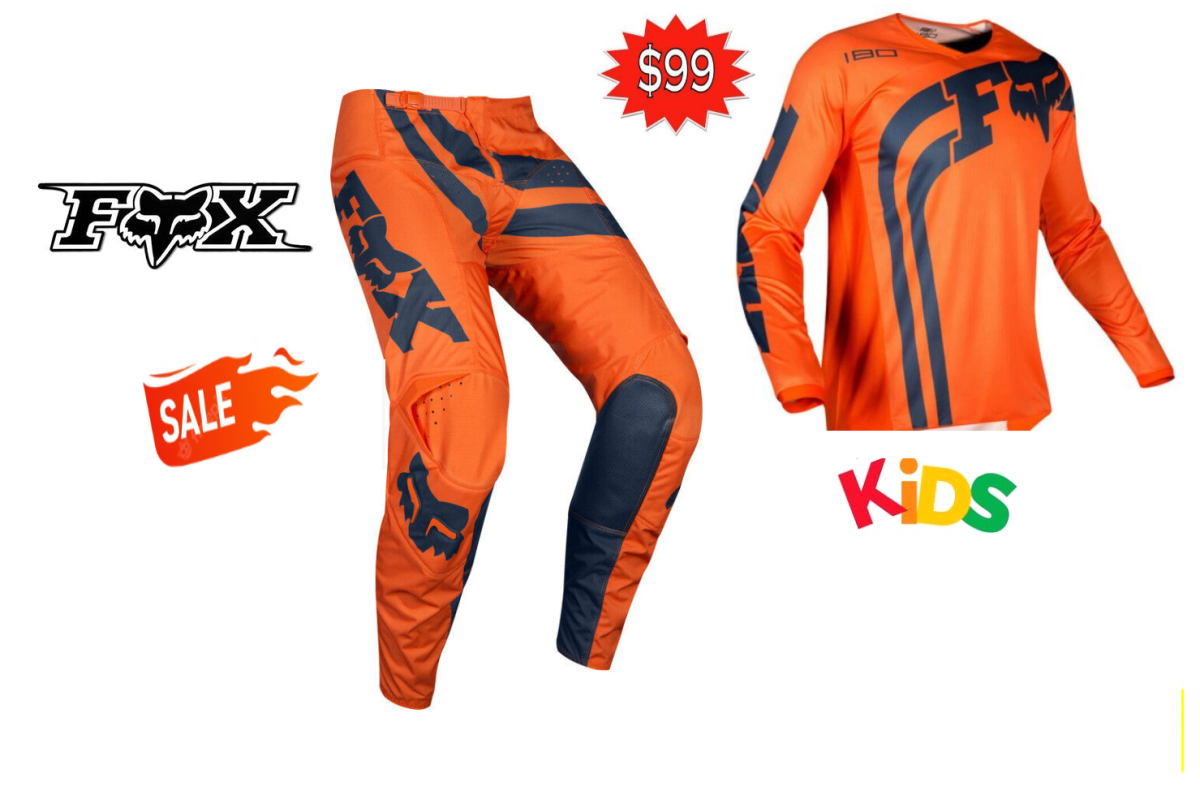 Fox Youth Kids motocross pants & jersey combo MX Dirt Bike (KTM orange) Cota