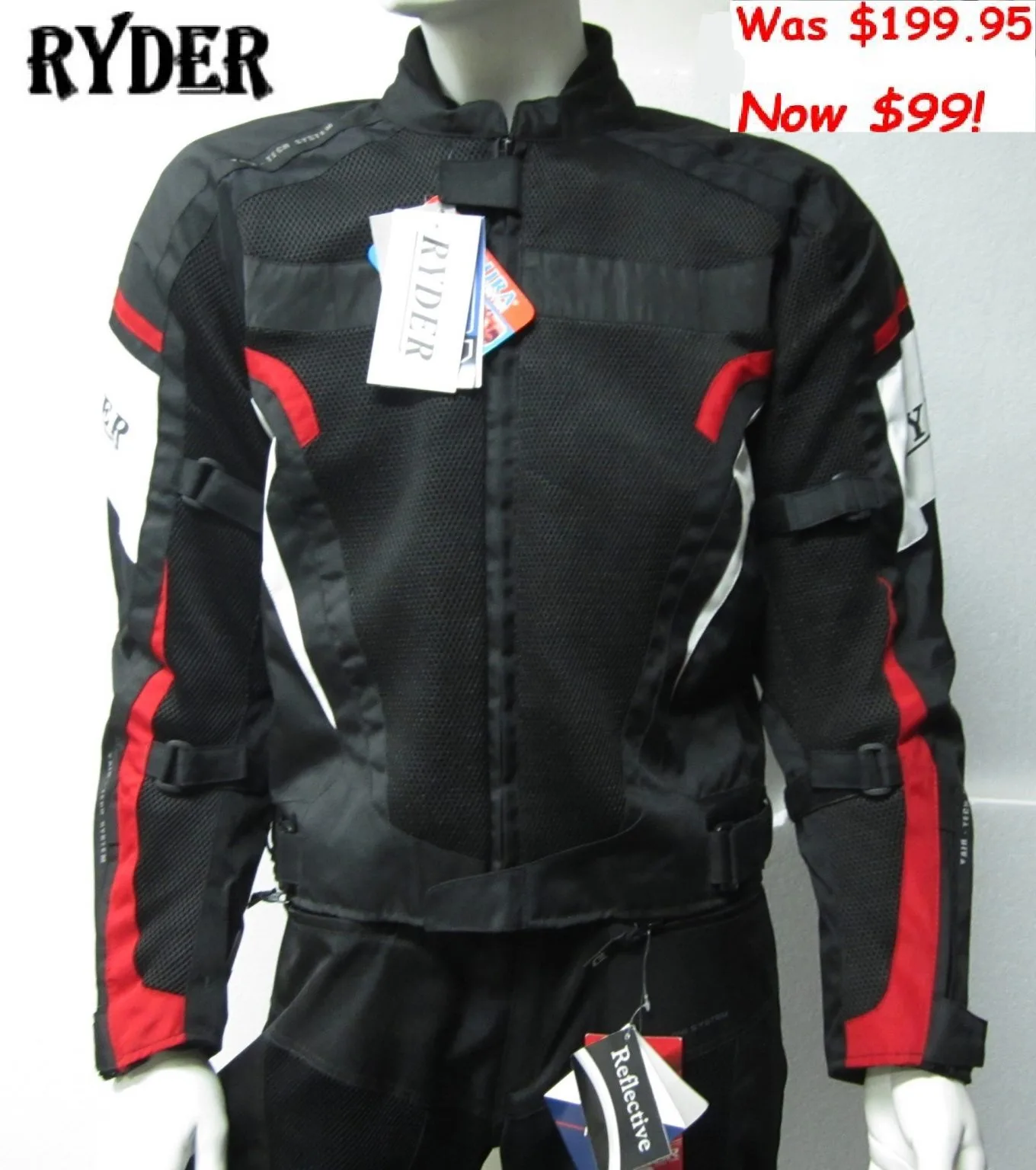 RYDER Vented Motorcycle Jacket (red)