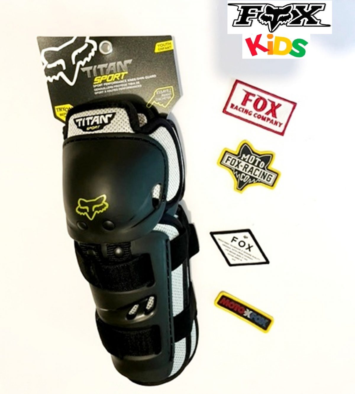 Fox MX Titan Kids Kneeguards Motocross Dirt Bike Youth & FREE FOX PATCHES!