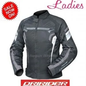 DRIRIDER AIR RIDE 4 Ladies Vented Motorcycle Jacket (black/white/grey) Female Womens