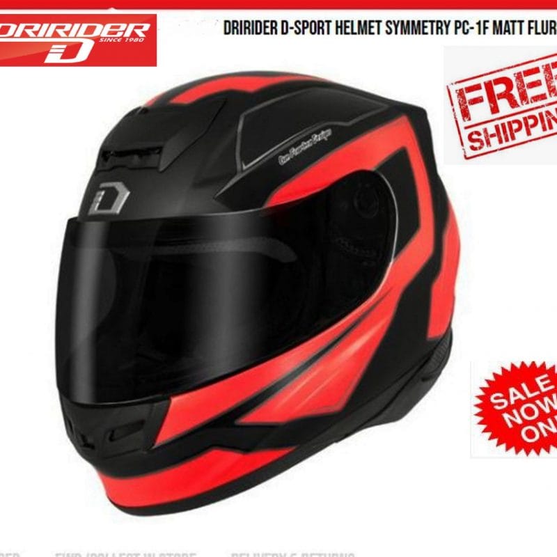 DRIRIDER D-SPORT SYMMETRY Motorcycle Road Helmet  (Matt black/red)