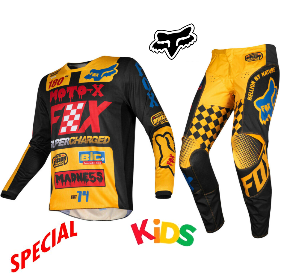 FOX Kids Dirt Bike Pants & Jersey combo Yellow/red BMX Youth