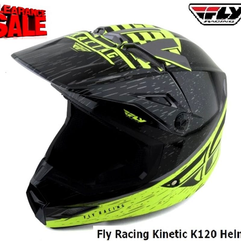 CLEARANCE! Fly Racing Kinetic Dirt Bike Helmet K120 Motocross MX Off Road(HI-VIZ/Black)