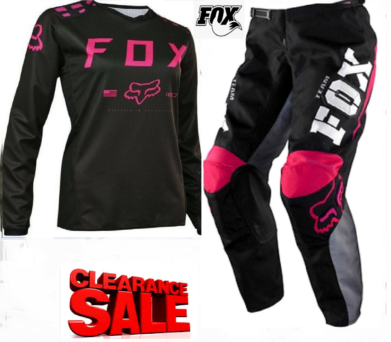 MX CLEARANCE Fox Female Motocross pants & jersey combo #1/2 (Waist 25") NEW Ladies Girls dirt bike pink