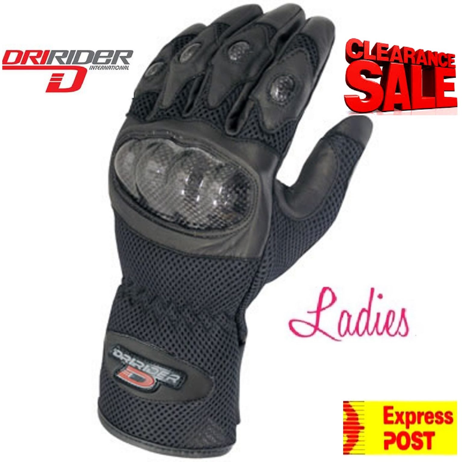 CLEARANCE! NEW DRIRIDER Female Motorcycle gloves Ladies 2XS Summer Womens vented