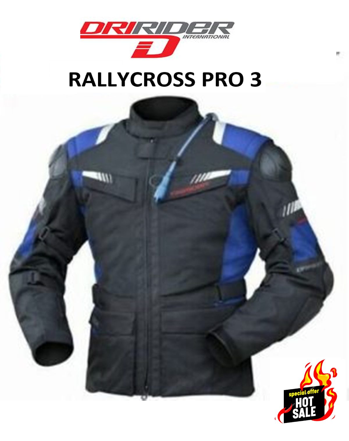 DRIRIDER Rallycross Pro 3 Jacket Onroad/off road MX Adventure Dirt Bike blue Mens Small