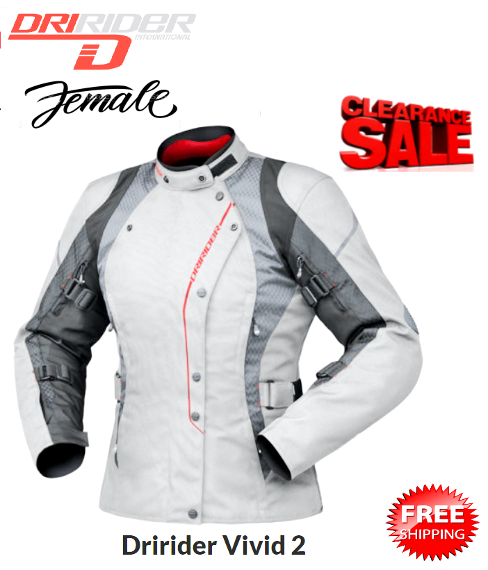 CLEARANCE DRIRIDER Vivid 2 Motorcycle Ladies Jacket 14 Female Womens Ash Grey rrp 299