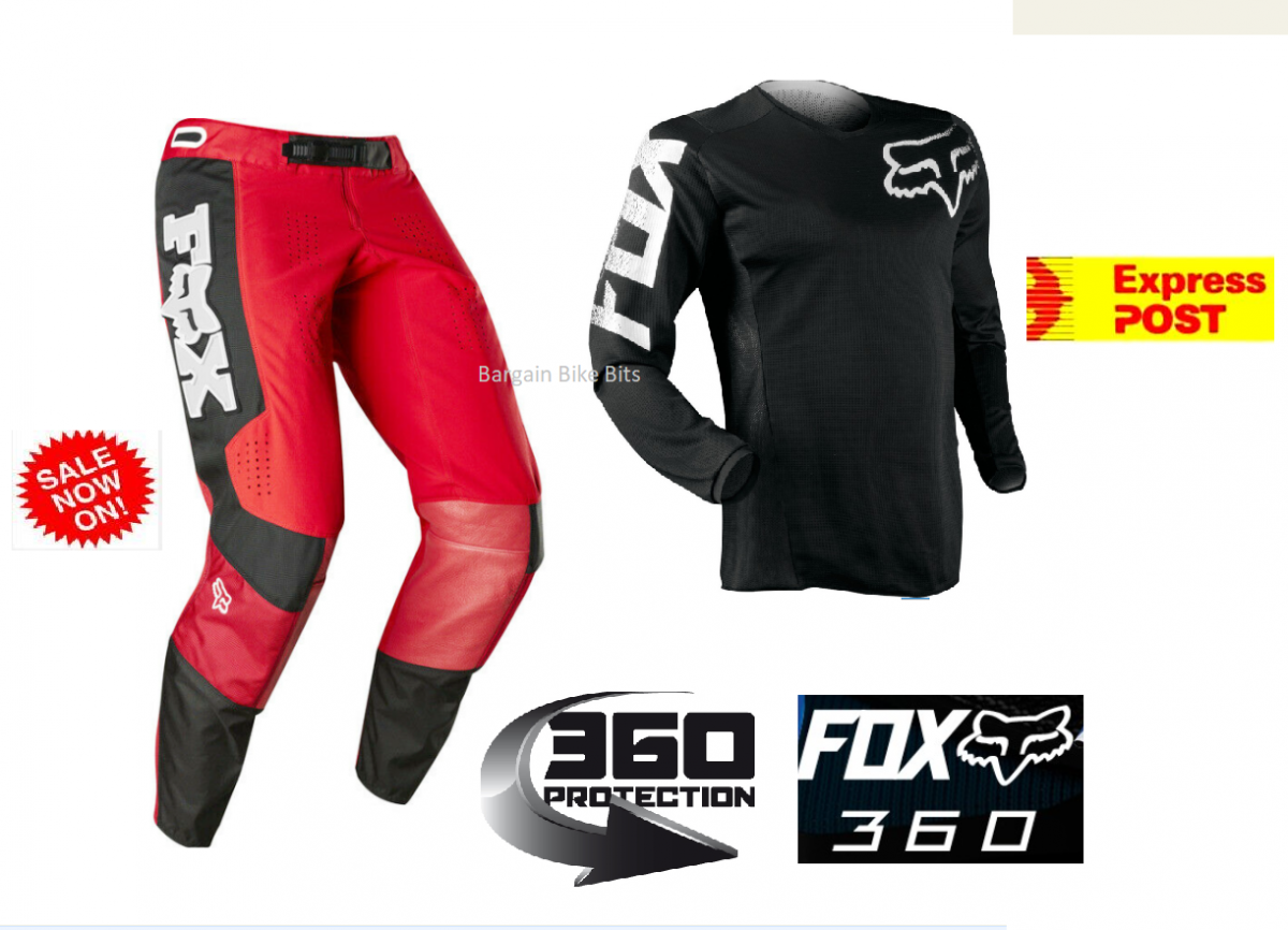 CLEARANCE! Fox 360 LINC Motocross Pants & Jersey combo Dirt Bike MX Red/black