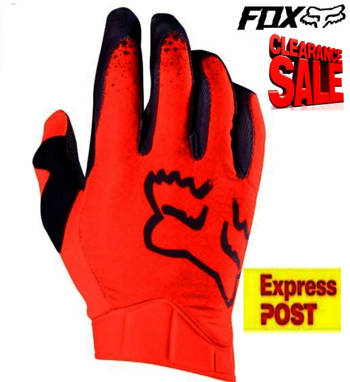 CLEARANCE! Fox Airline Moth Motocross Dirt Bike gloves (KTM Orange/blk) Lg / 2XL