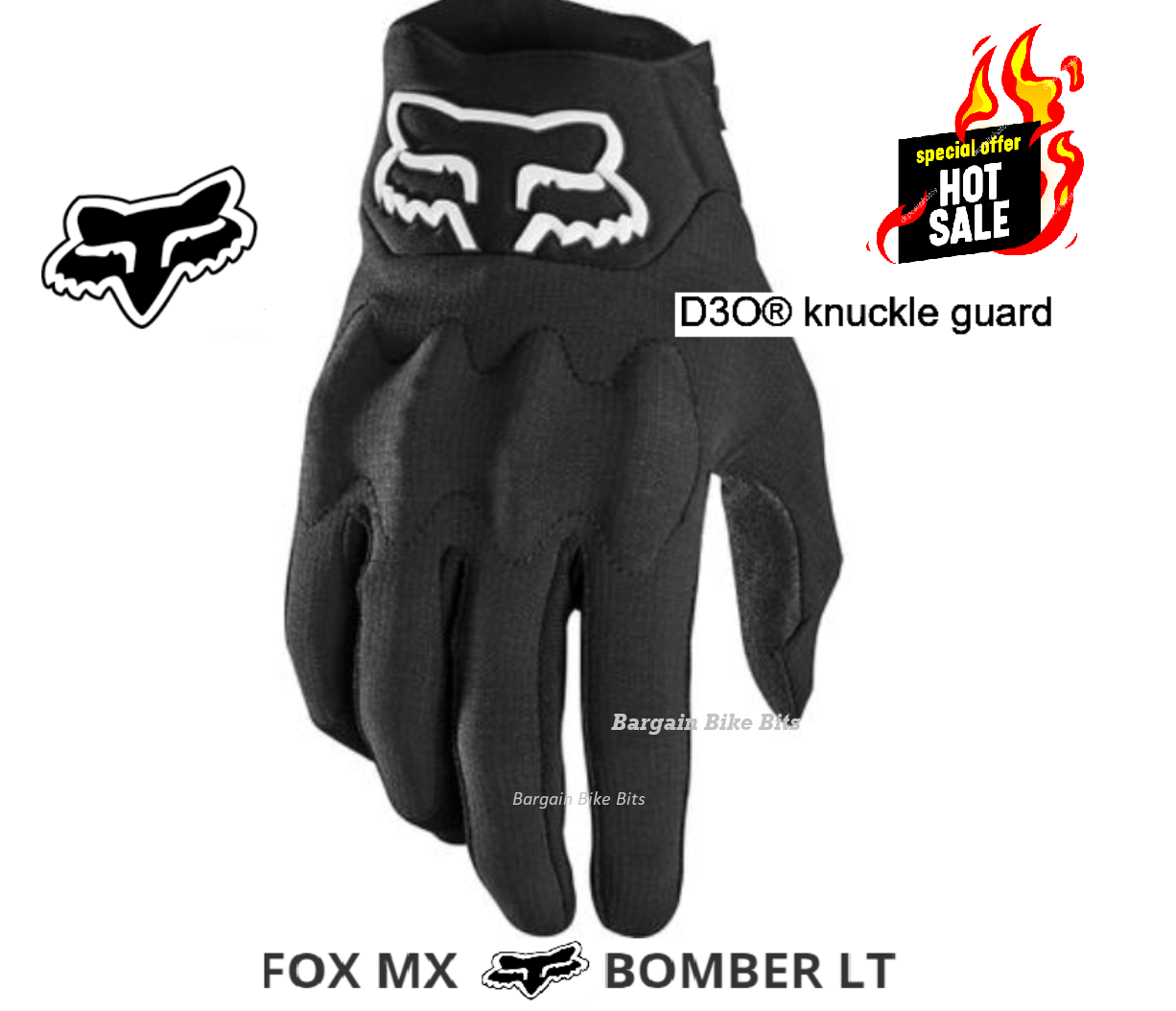 Fox Racing Bomber Dirt Bike Gloves Black Motocross MX Off-Road Mens