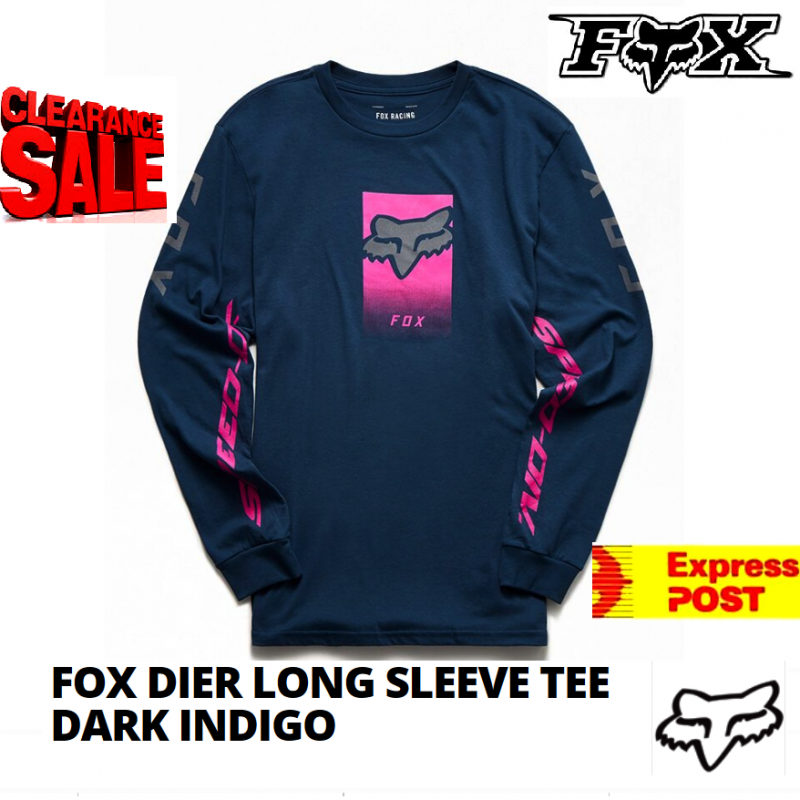 FOX Dier long sleeve T-shirt NEW Indigo /Pink Jersey rrp$59! Large Tee shirt