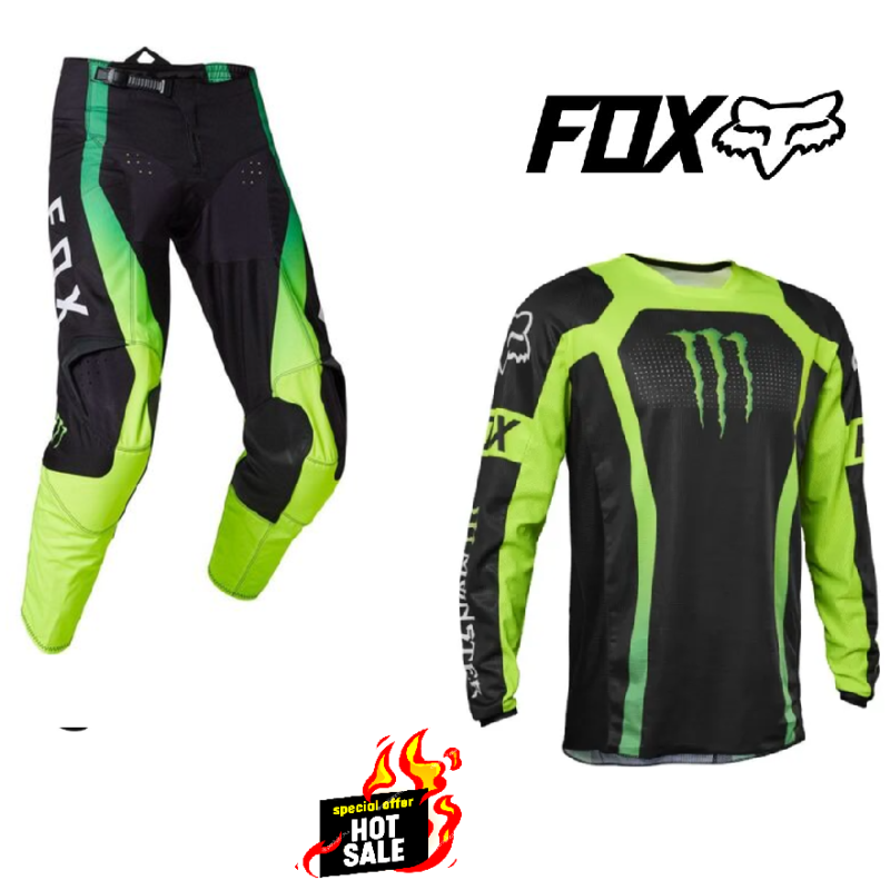Fox Racing180 Monster Motocross Pants & Jersey combo Mens Motocross Off Road MX Pants (black/green)