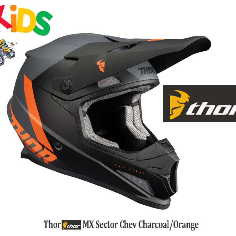 Thor YOUTH Kids Charcoal/Orange Kids Motocross MX Dirt Bike Riding Helmet