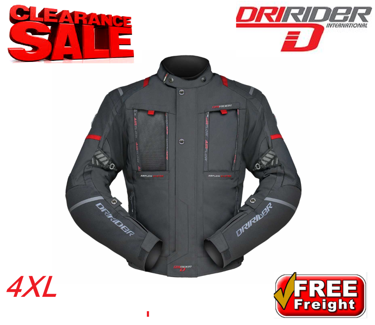 Dririder Vortex Sport Motorcycle Touring Road Jacket Black 4XL rrp$399