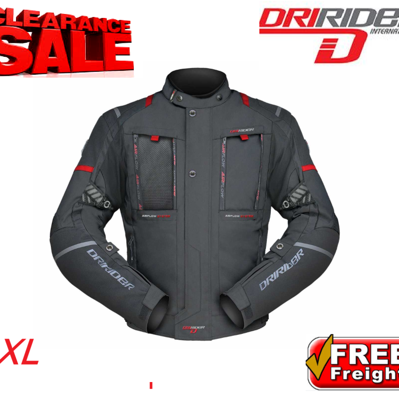 Dririder Vortex Sport Motorcycle Touring Road Jacket Black 4XL rrp$399
