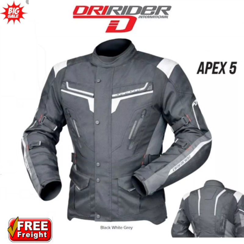 DriRider APEX 5 Mens motorcycle road jacket Black/white/grey Motorbike