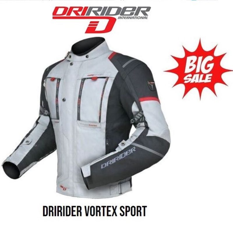 Dririder Vortex Sport Motorcycle Touring Road Jacket Silver/Black 4XL rrp$399