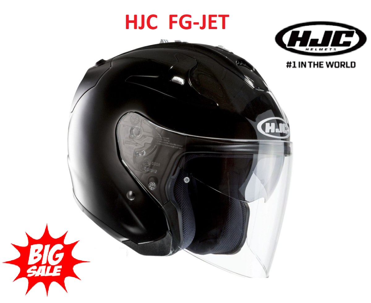 HJC FG-JET Open Face Motorcycle Road Helmet with face shield and drop-down sun visor Gloss Black