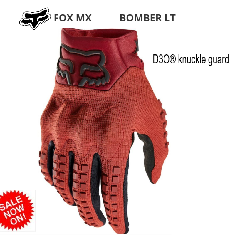 Fox Racing Bomber Lt Dirt Bike Gloves Motocross MX Off-Road Mens (copper) Large with D30 knuckle protection