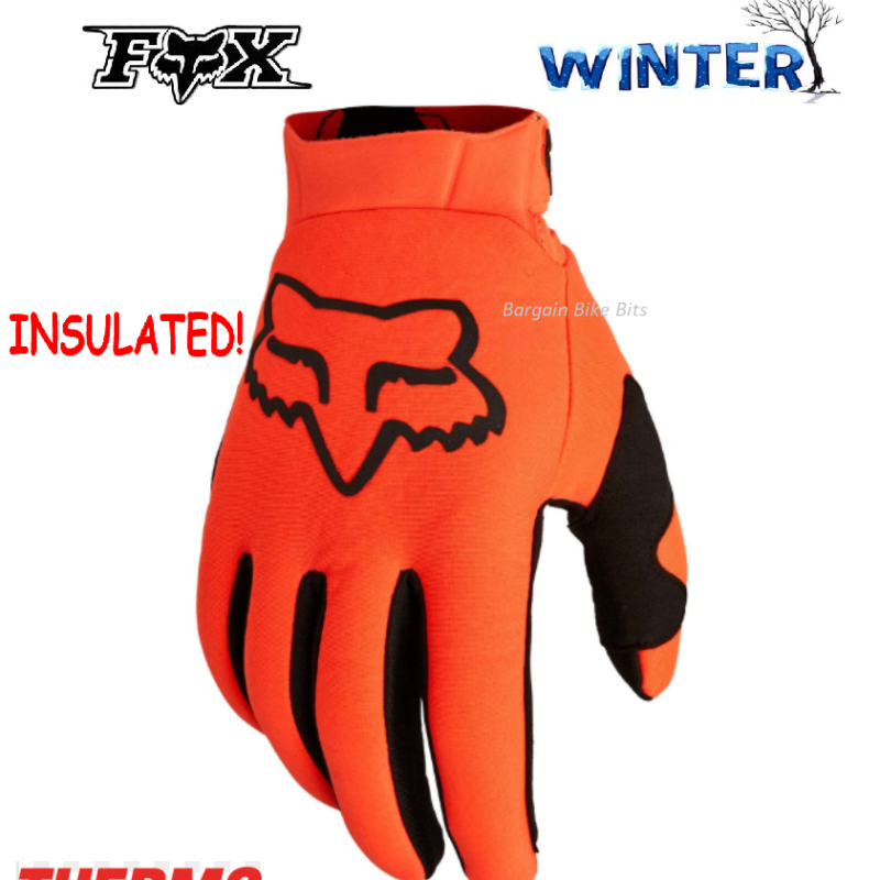 Fox Legion Thermo Dirt Bike Motocross Gloves WINTER Insulated KTM Flo Orange MX Large