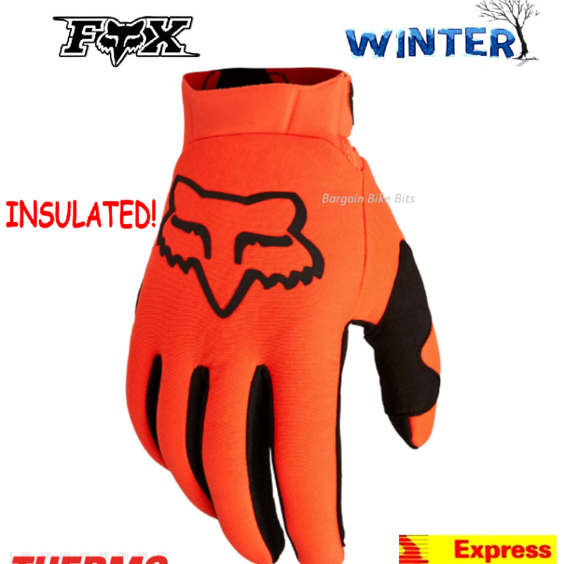 Fox Legion Thermo Dirt Bike Motocross Gloves WINTER Insulated KTM Flo Orange MX Large