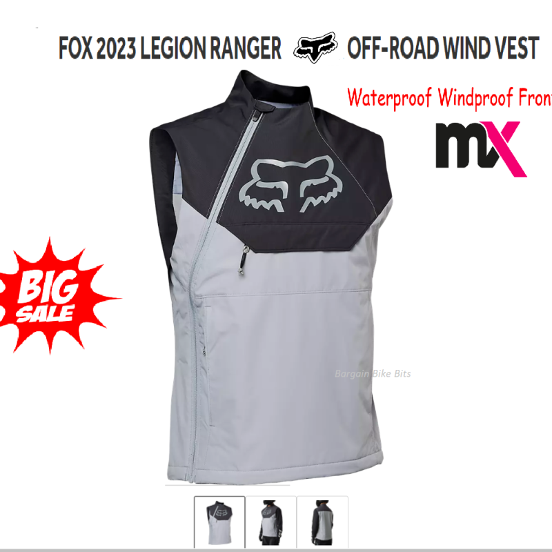 Fox Ranger MX Off Road Motocross Wind Vest Waterproof front panel Windproof! steel grey