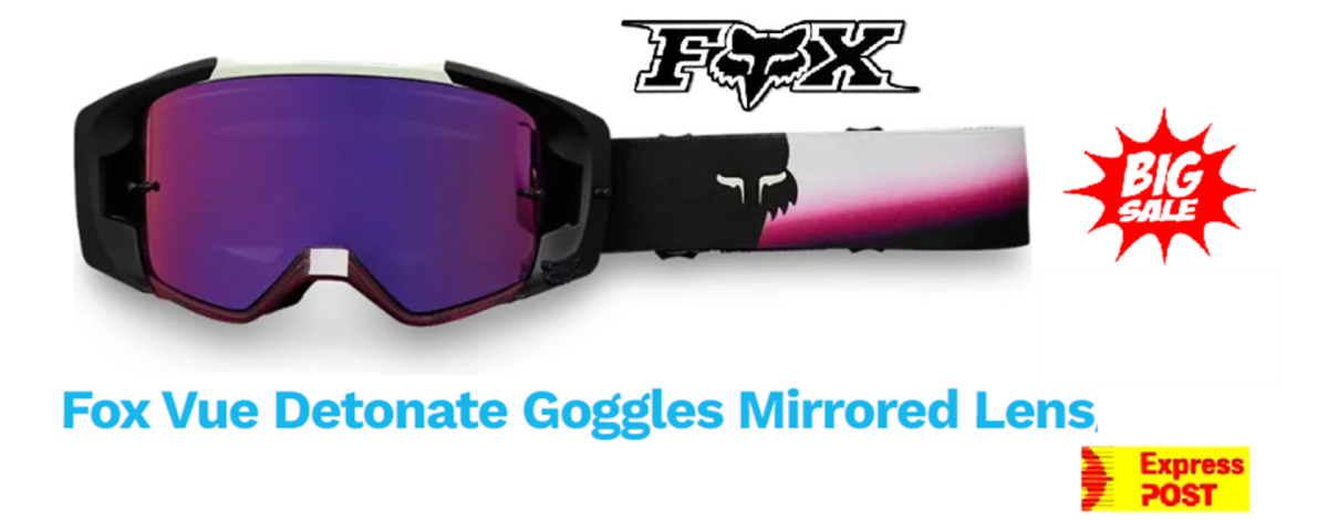 Fox Vue DETONATE Off Road Dirt Bike MX  Motocross Goggle Mirror Lens FREE tearoffs ATV