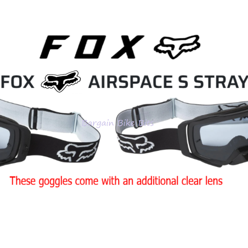 Fox AIRSPACE S Off Road Dirt Bike Goggles Black/white & FREE Clear Lens Motocross
