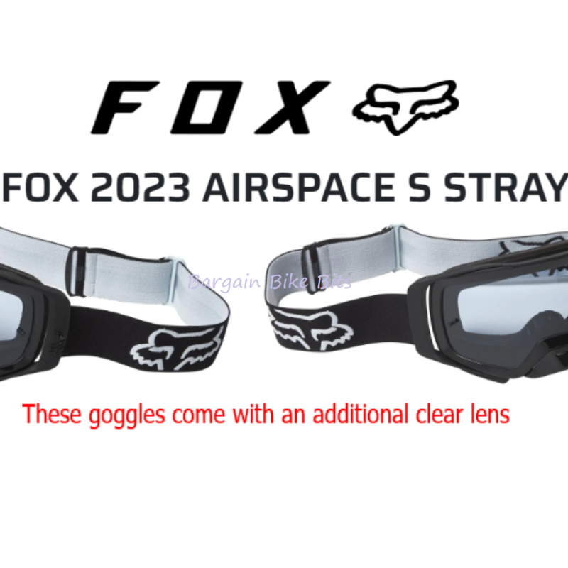 Fox AIRSPACE S Off Road Dirt Bike Goggles Black/white & FREE Clear Lens Motocross