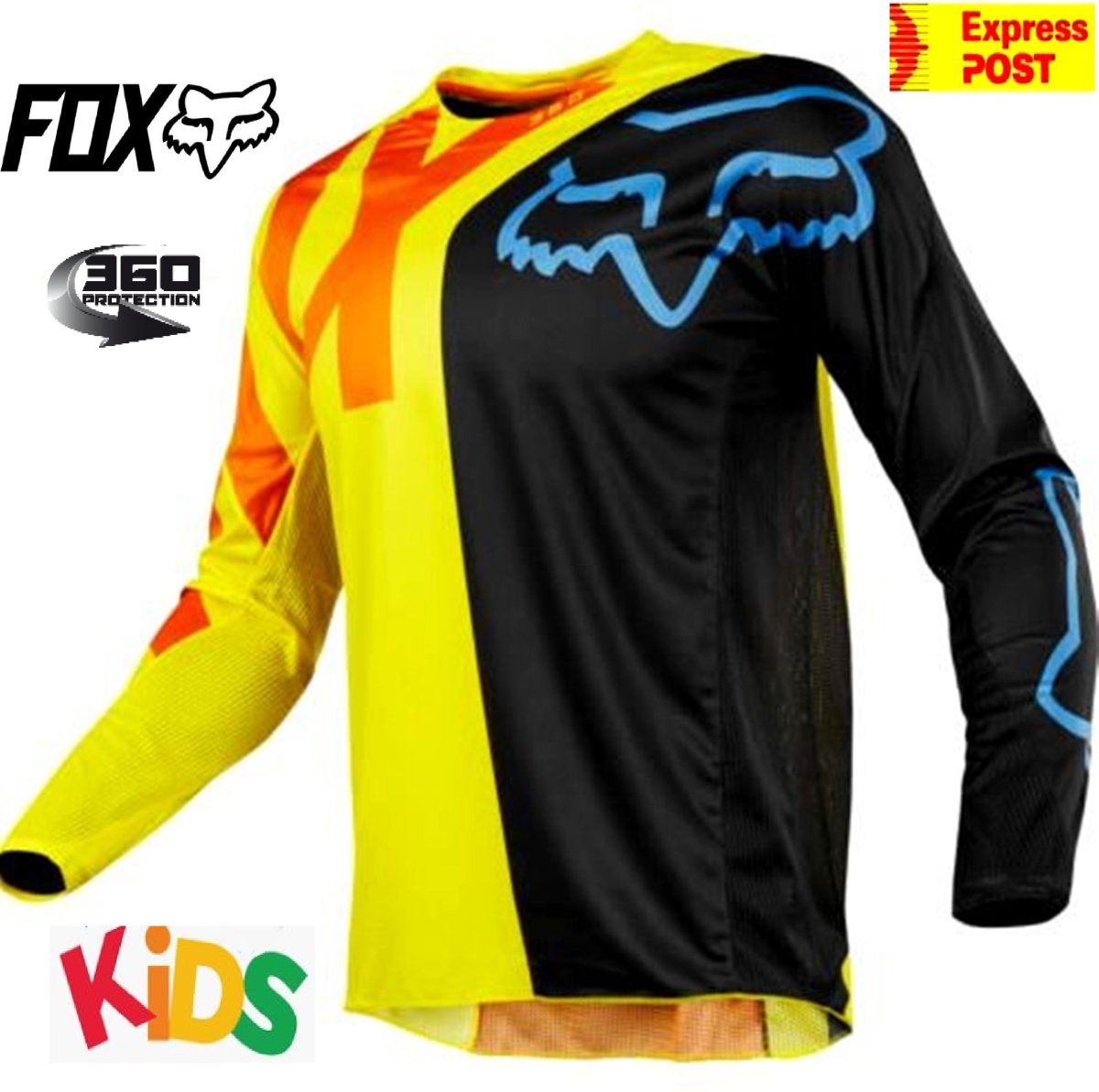 Fox 360 Youth MX Motocross Jersey orange /yellow Dirt bike Kids Jersey