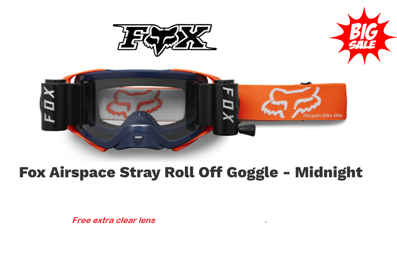 Fox Air Space Stray ROLL OFF Dirt Bike Goggles Orange/navy (MDNT) Off Road Motocross MX