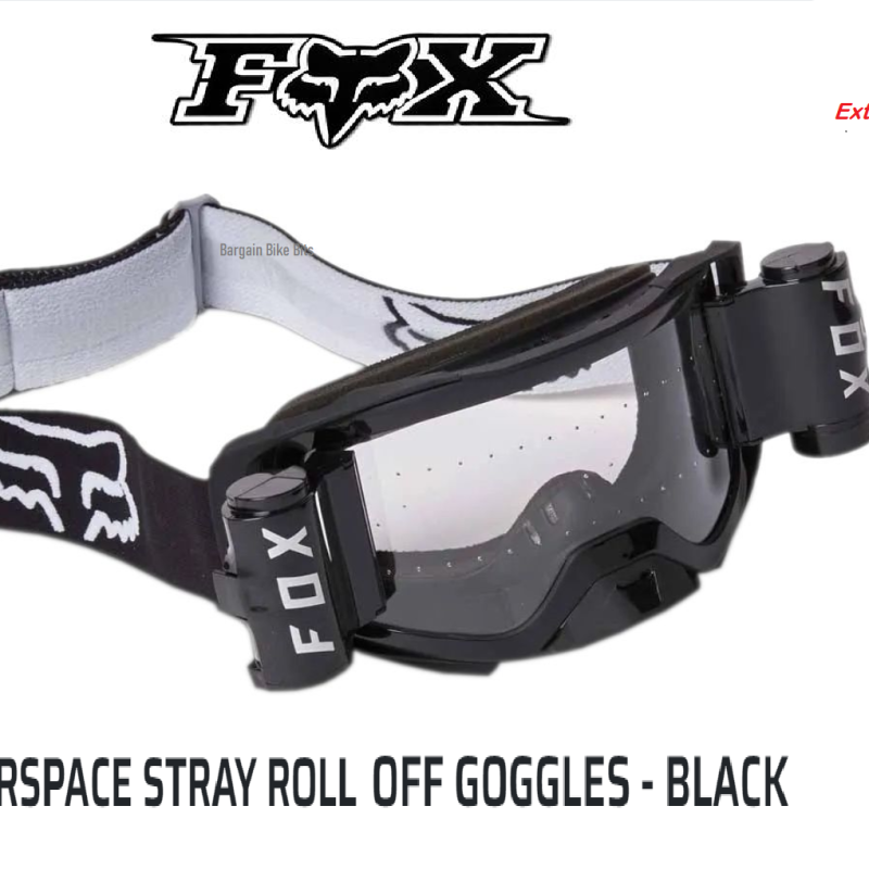 Fox Air Space Stray ROLL OFF Motocross Off Road Dirt Bike MX Goggles (Black) with FREE extra clear lens