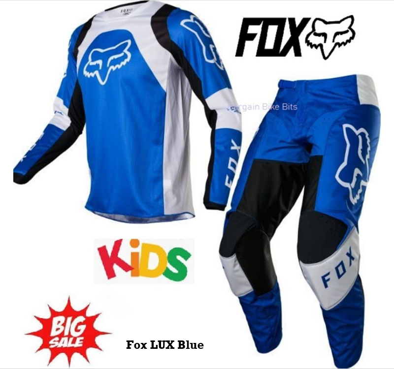 Fox Youth Motocross pants & jersey Set Yamaha blue Kids MX Dirt bike #22 Pants & YS Jersey