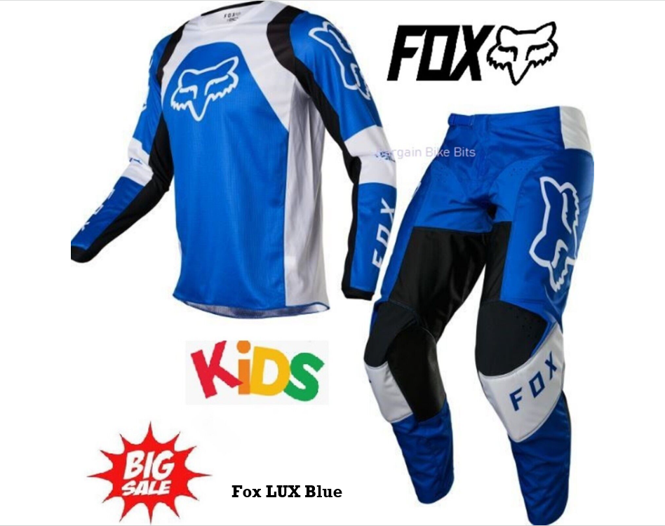 Fox Youth Motocross pants & jersey Set Yamaha blue Kids MX Dirt bike #22 Pants & YS Jersey