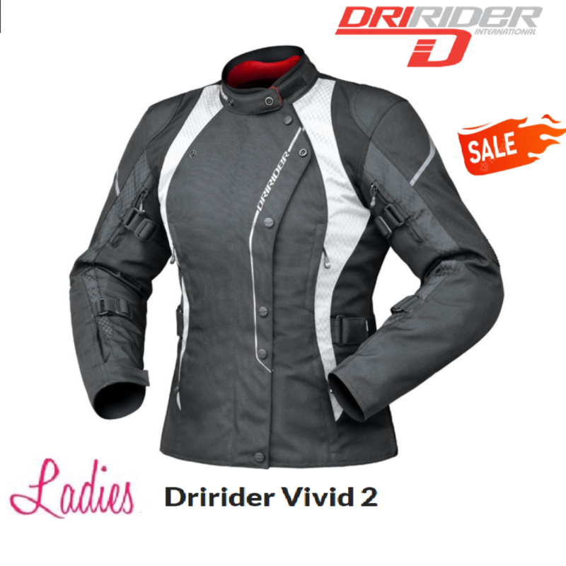 DRIRIDER Vivid 2 Motorcycle Ladies Jacket #6/XXS Female Womens (Raven - black) rrp$299