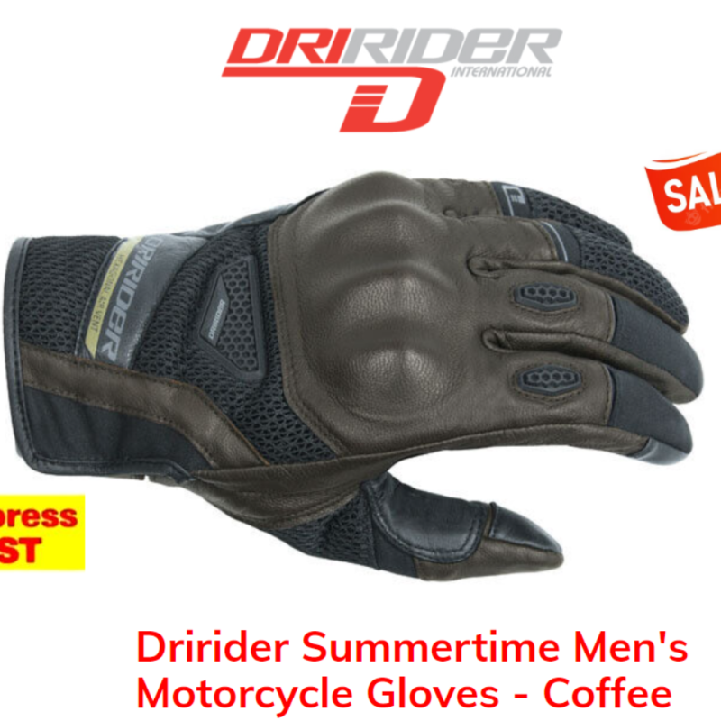 Dririder Summertime Men's Motorcycle Road Gloves Brown/coffee 2XL Motorbike Vented