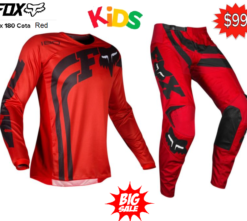 Fox Youth Kids motocross pants & jersey combo MX Dirt Bike (Honda Red) Cota size#24/YM