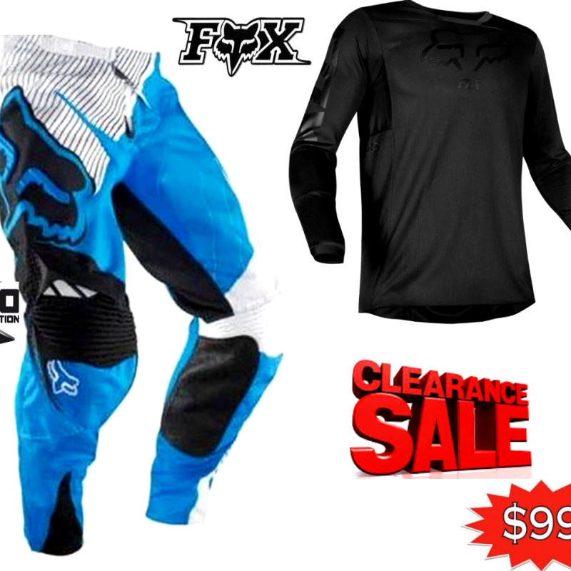 CLEARANCE FOX 360 Pants Motocross Dirt Bike blue/black pants & Fox black jersey suit teen #28