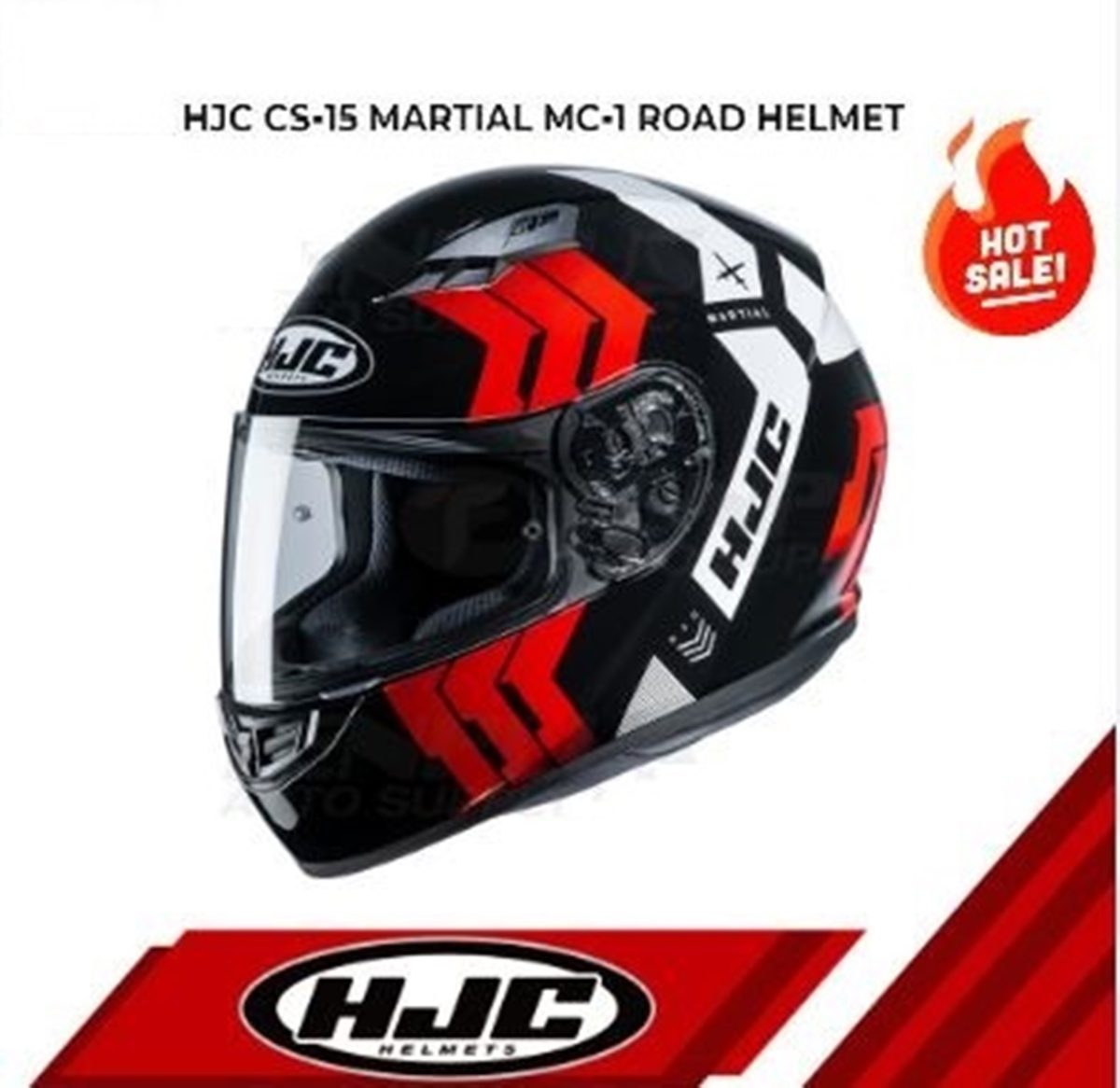 HJC CS-15 Martial Motorcycle Touring Helmet Medium (black/red)