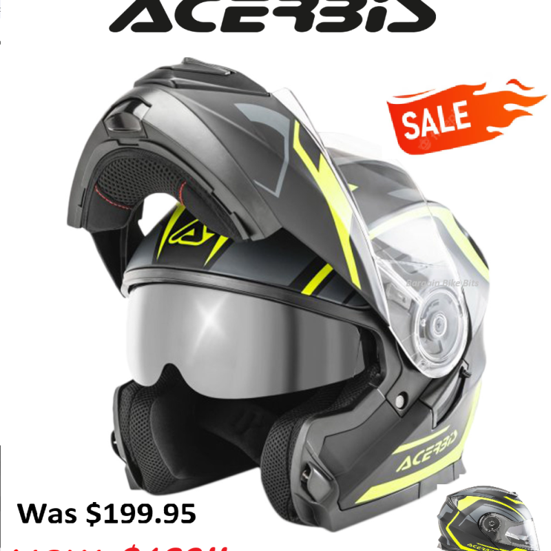 ACERBIS MODULAR Full Face Road Motorcycle Helmet with internal sunvisor Matt black/Hi Vis Yellow