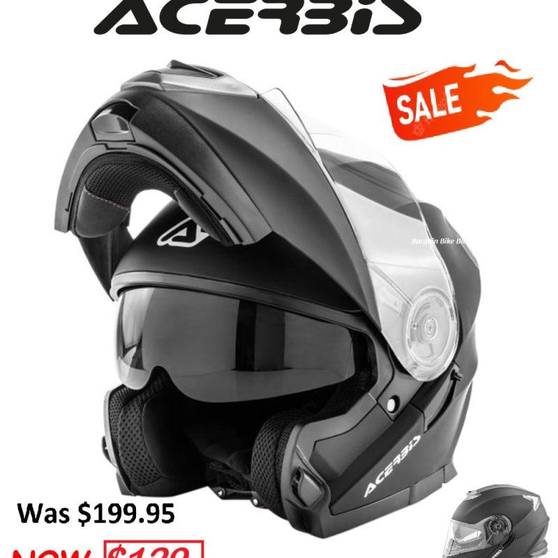 ACERBIS MODULAR Full Face Road Motorcycle Helmet with internal sunvisor Matt black