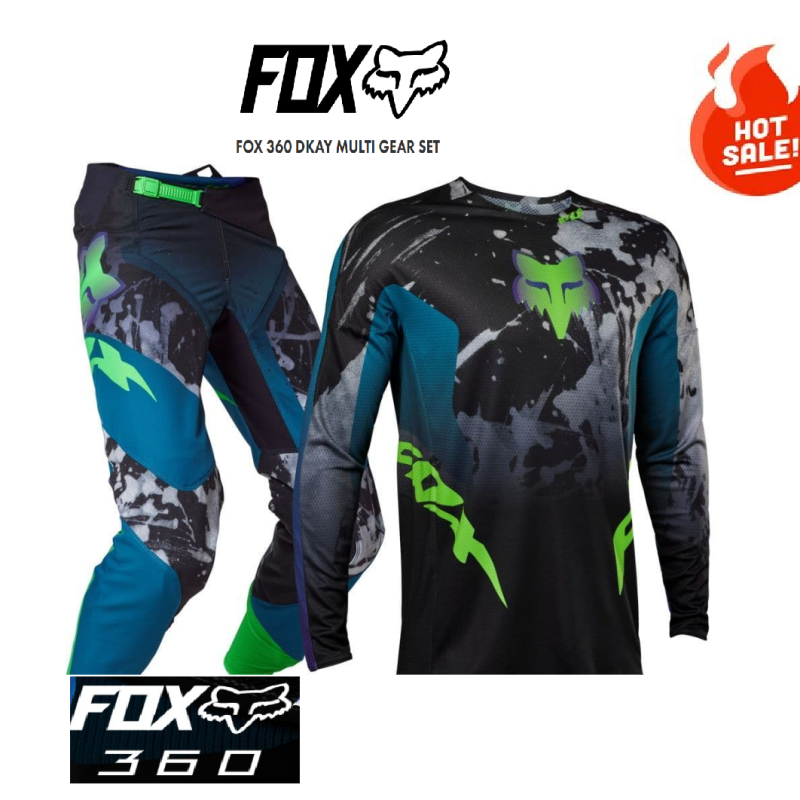 Fox 360 DKAY Motocross Pants & Jersey set #32/M Off Road MX Dirt Bike (black/blue)
