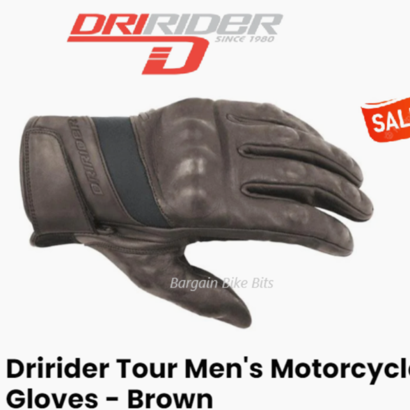 Dririder TOUR Mens Motorcycle Road Gloves Brown short cuff