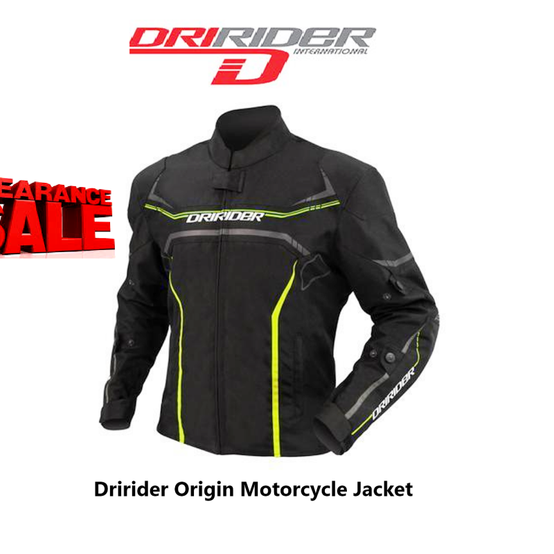 Dririder ORIGIN motorcycle jacket Black/Hi Vis Yellow Mens Motorbike Road