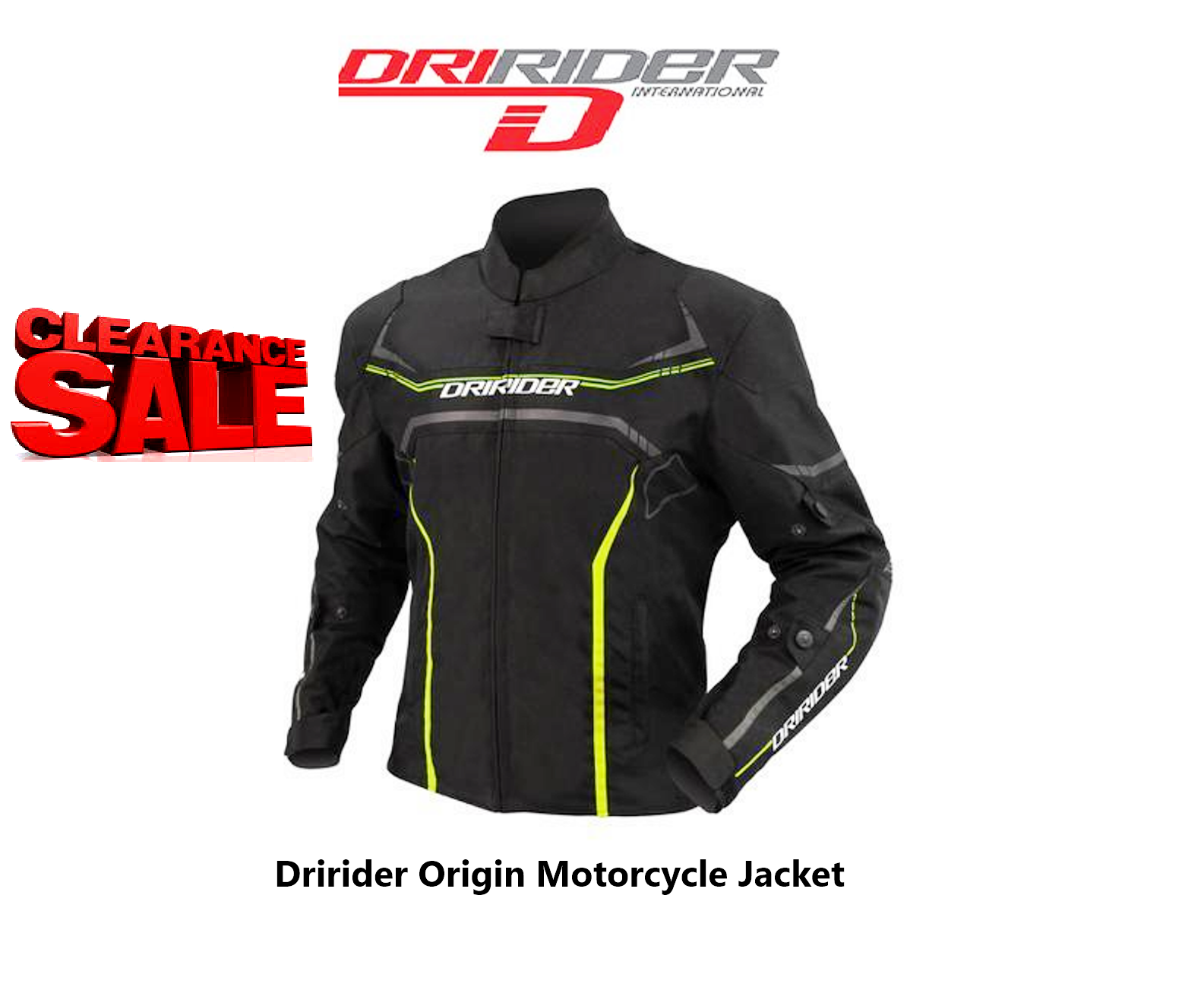 Dririder ORIGIN motorcycle jacket Black/Hi Vis Yellow Mens Motorbike Road