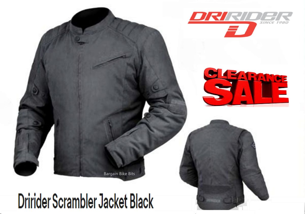 CLEARANCE! DriRider SCRAMBLER motorcycle jacket black Motorbike FREE FREIGHT
