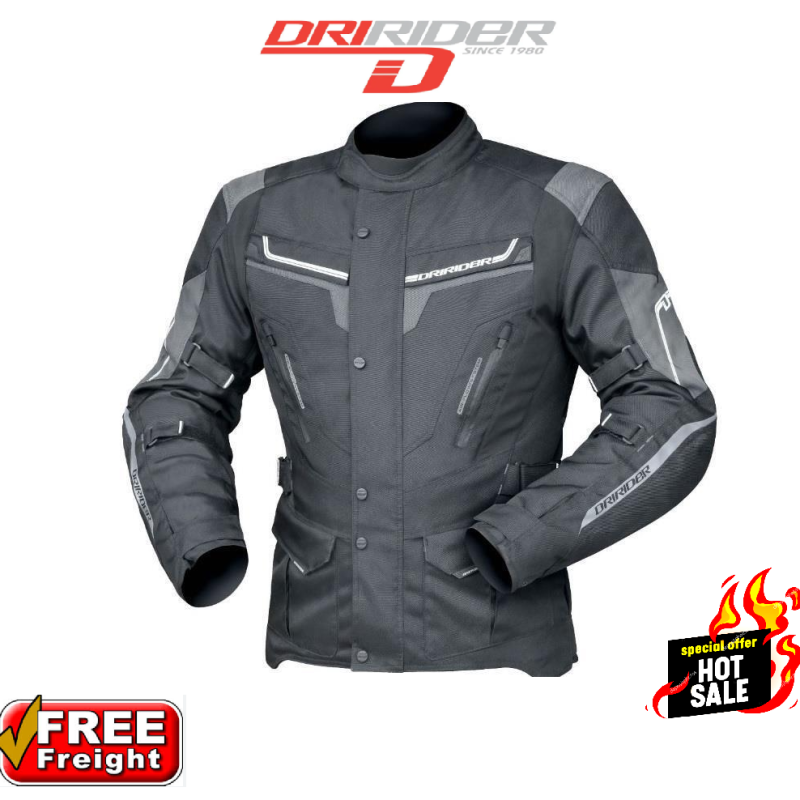 DriRider APEX 5 Mens motorcycle road jacket Black/grey Motorbike